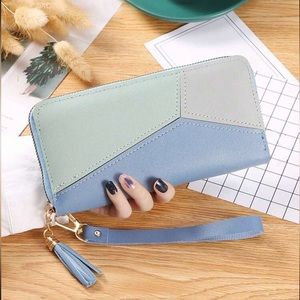 Color Block Tassel Decor Long Wallet